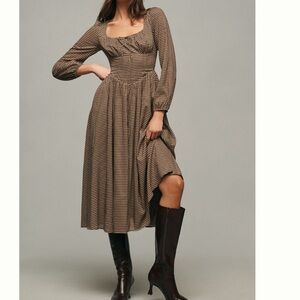 Reformation Brown Checkered Dress